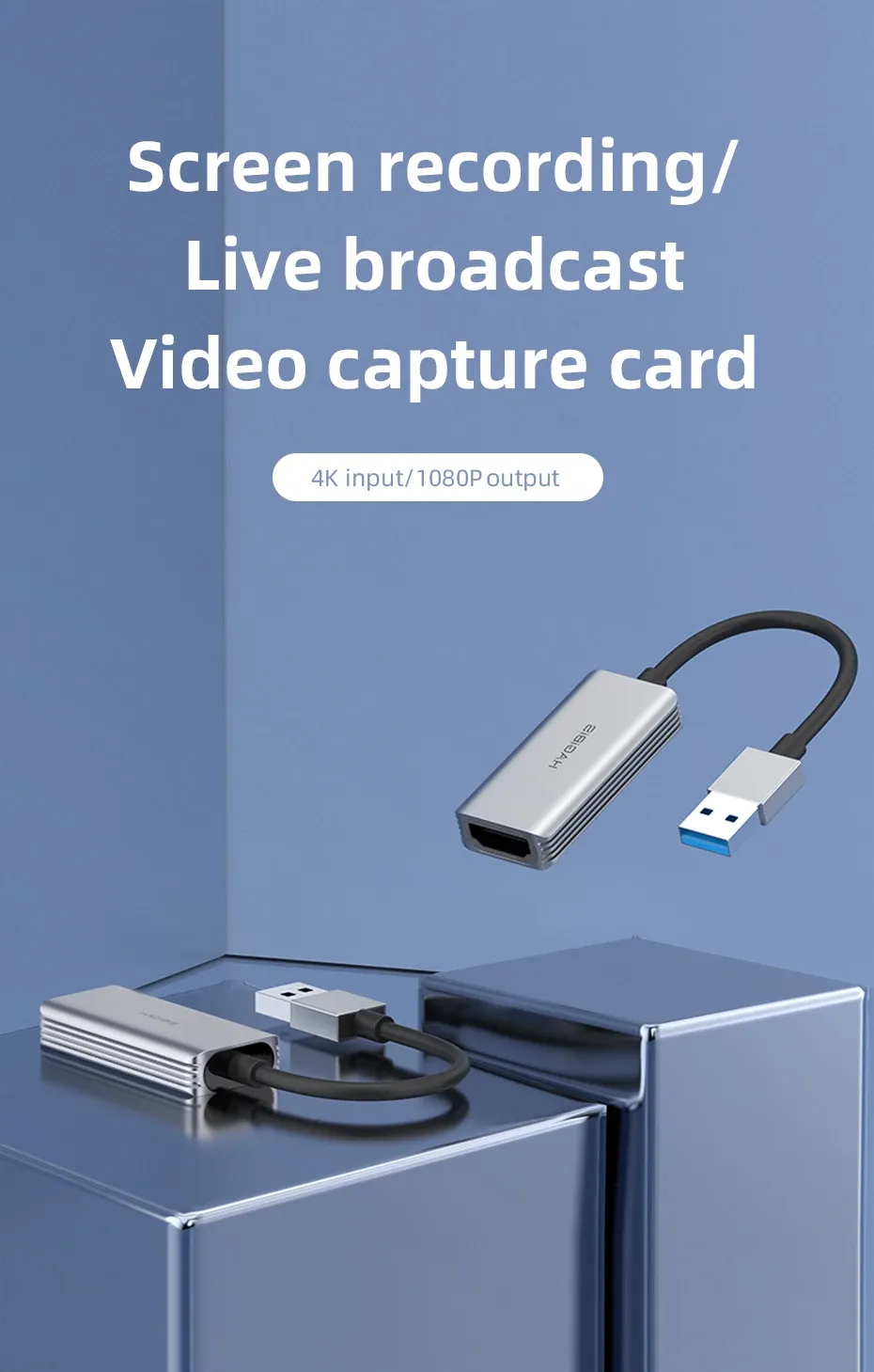 Carte d’acquisition vidéo Hagibis USB 3.0 HDMI 4K pour streaming et capture