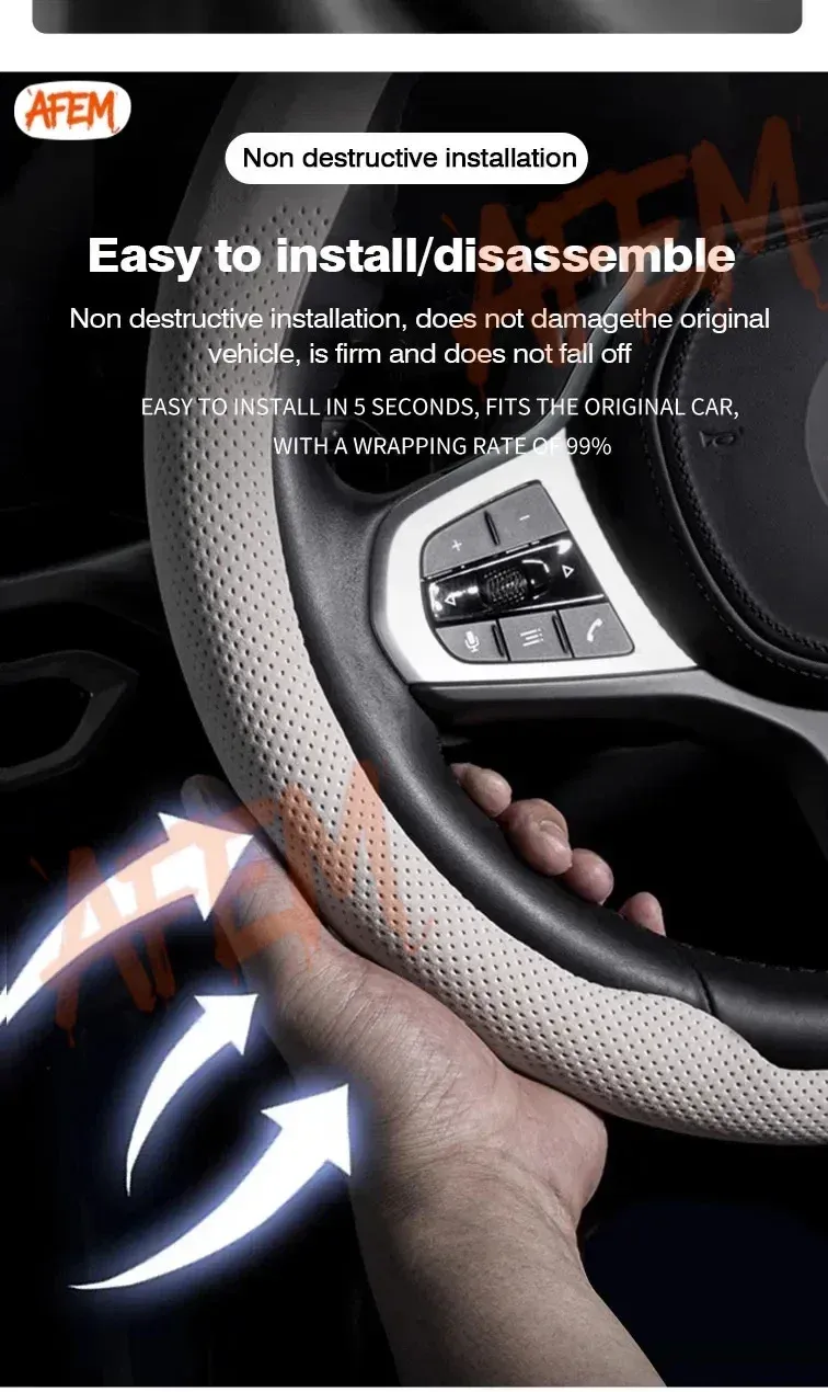Housse de volant Nappa 8D pour Smart Fortwo et Forfour