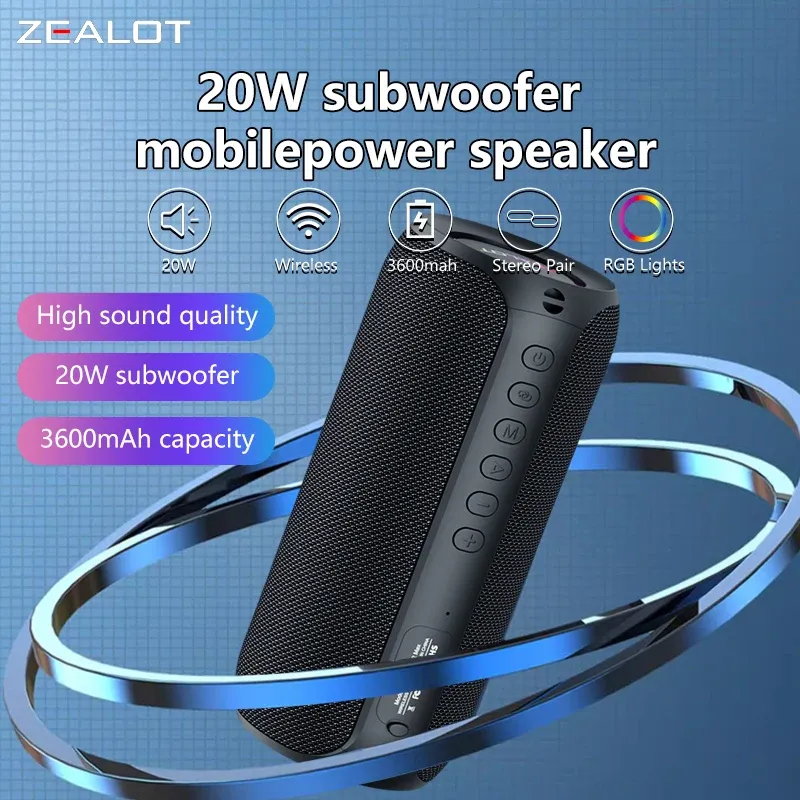 Enceinte Bluetooth portable Zealot S32 Max IPX5 à basses renforcées