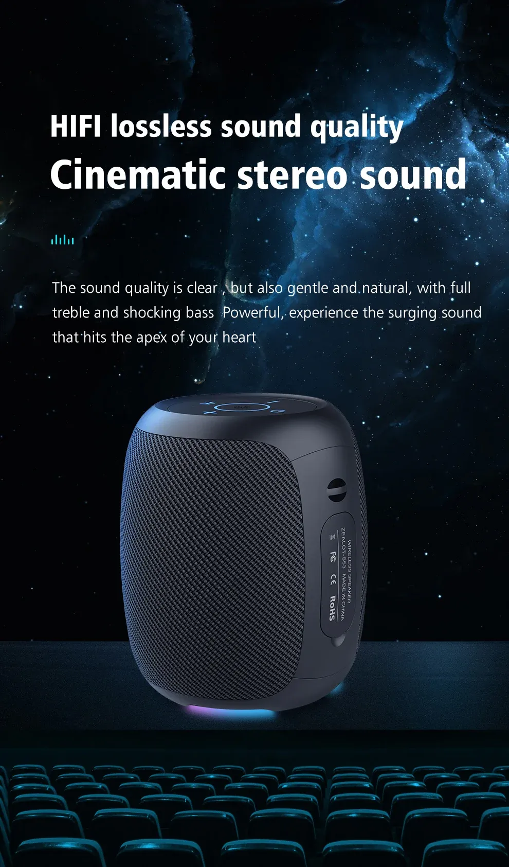 Enceinte Bluetooth portable Zealot S53 10 W étanche IPX6