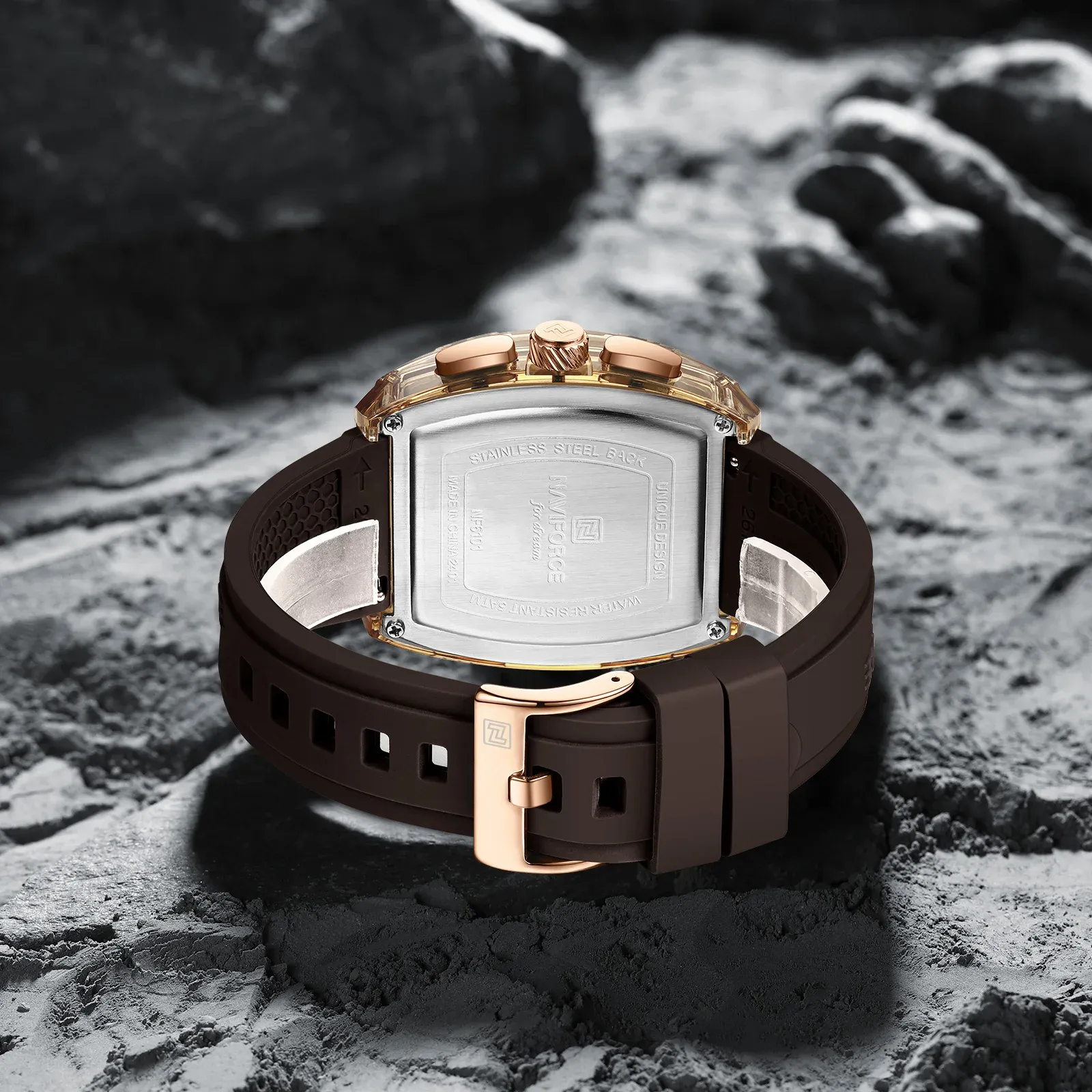 Montre quartz NAVIFORCE 6101 sport lumineuse en silicone