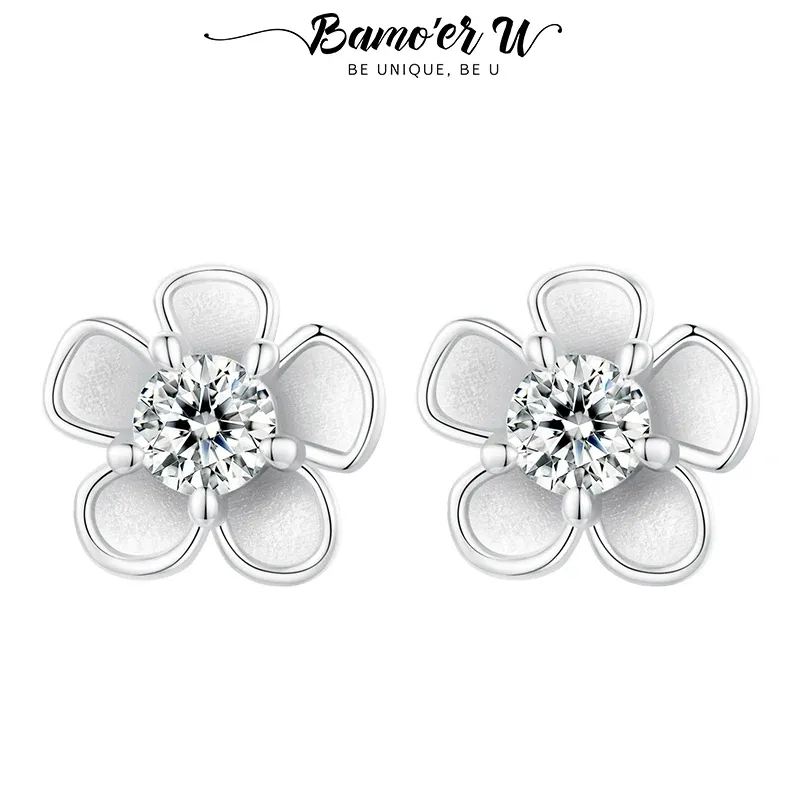 Boucles d’oreilles moissanite Sakura Bamoer U en fleur
