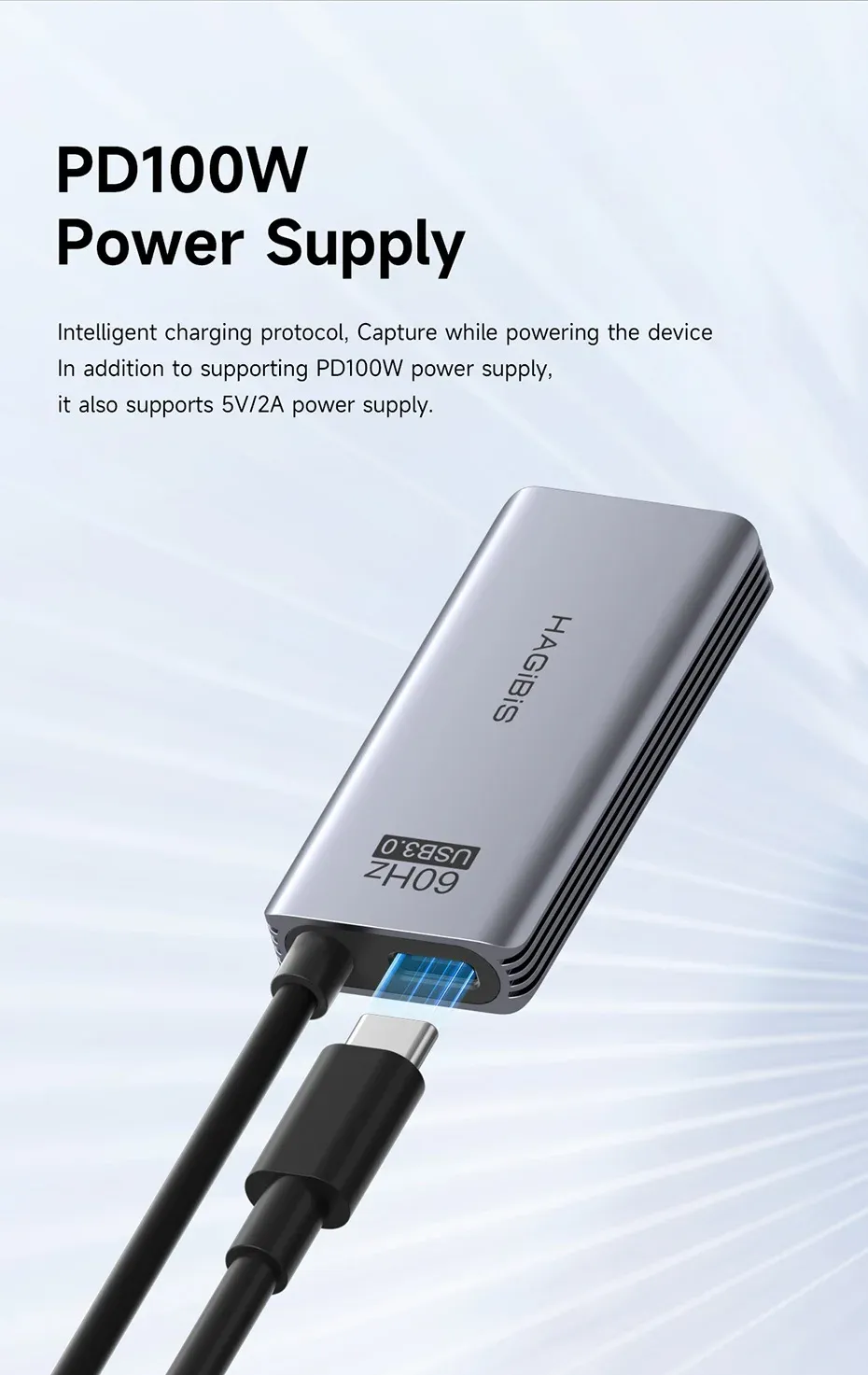 Carte d’acquisition vidéo Hagibis USB 3.0 avec alimentation PD 100 W