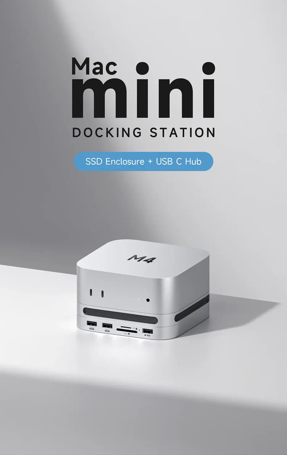Hub USB-C Hagibis pour Mac mini M4 avec boîtier SSD M.2 et lecteur SD