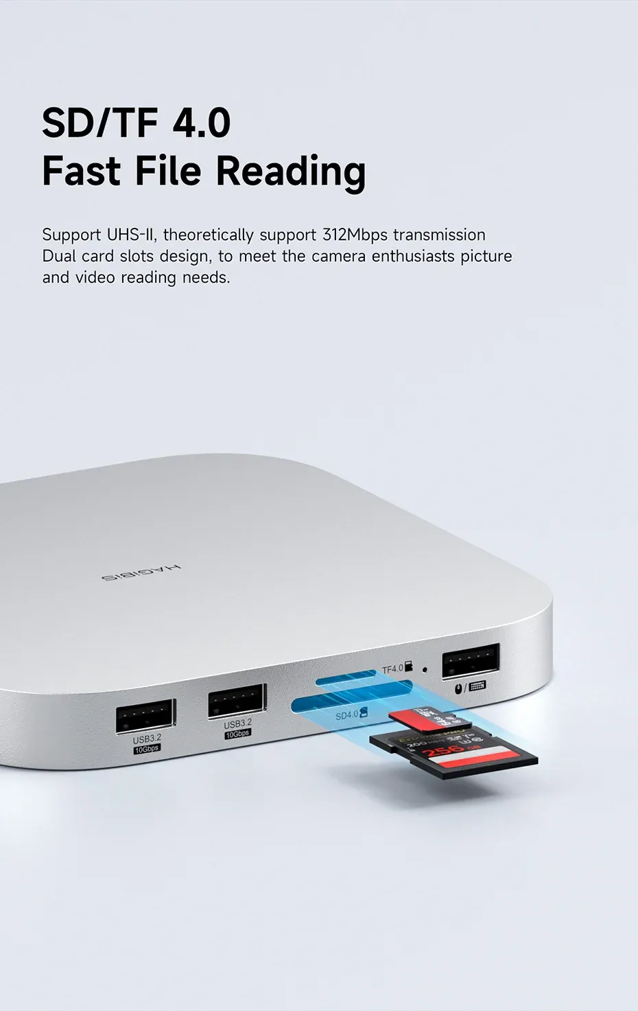 Hub USB-C Hagibis pour Mac mini M4 avec boîtier SSD M.2 et lecteur SD