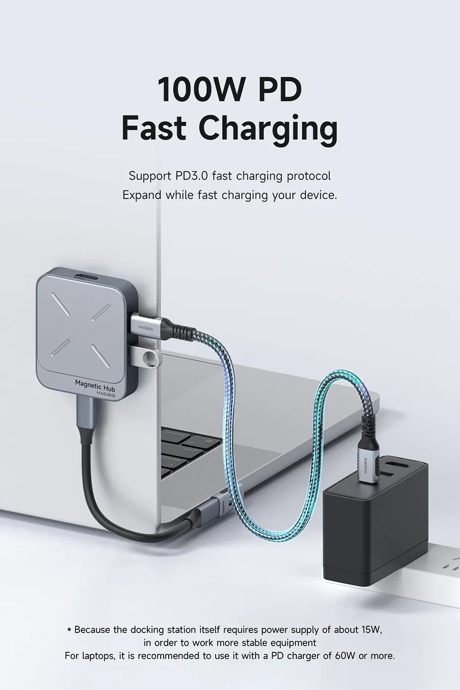 Hub magnétique USB-C Hagibis 7-en-1 4K 100W
