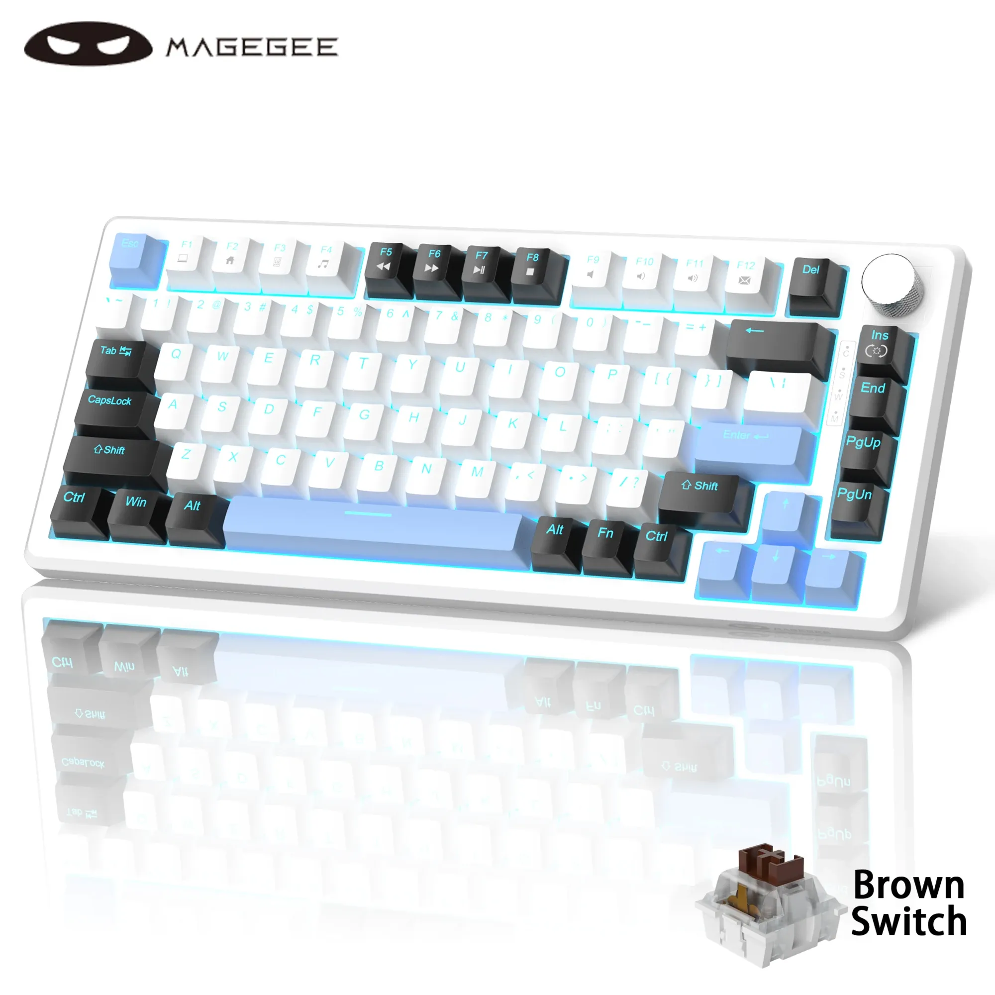 Clavier mécanique compact MageGee 75 % avec molette de commande