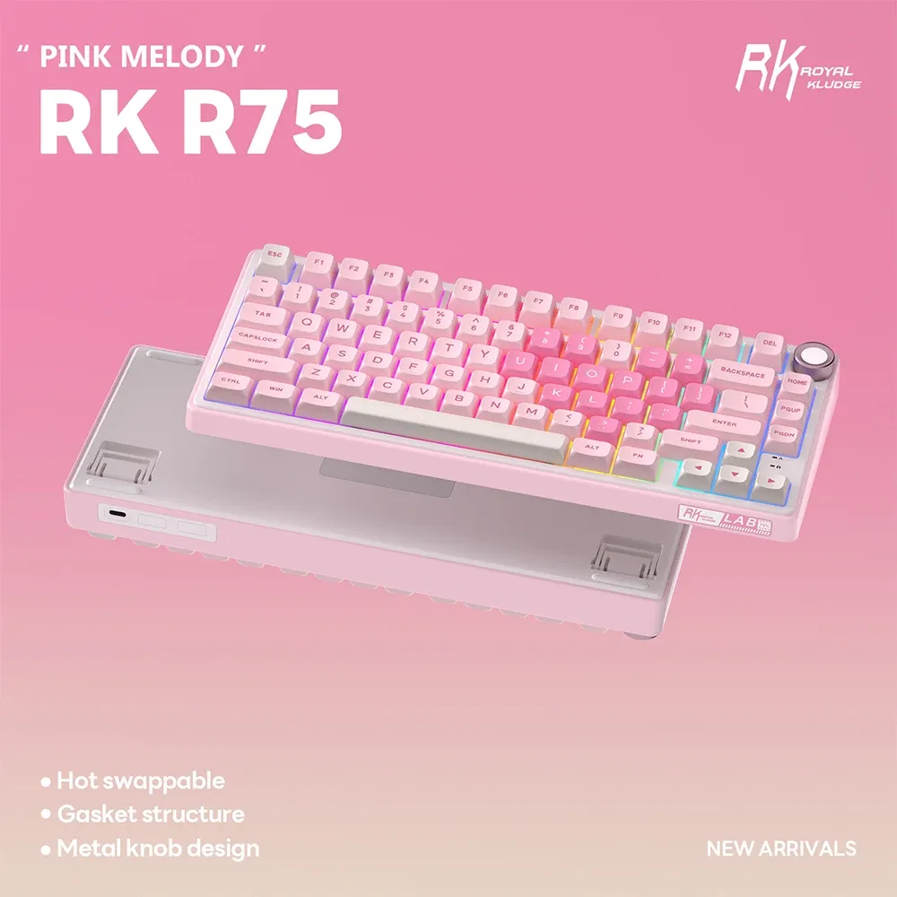 Royal Kludge R75 : clavier mécanique 75 % filaire RGB hot-swap en PBT