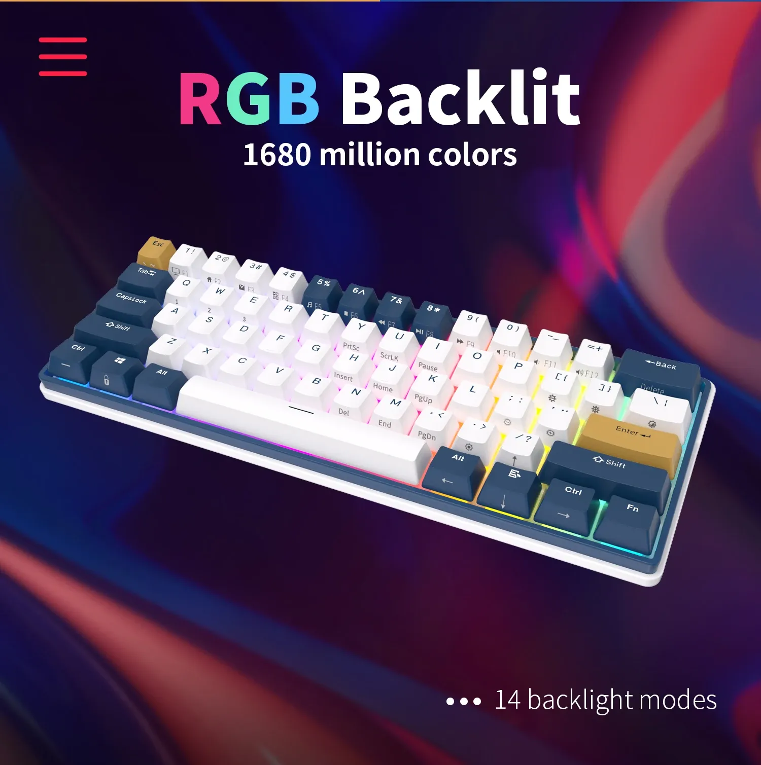 Clavier mécanique compact RK61 sans fil RGB hot-swap en PBT