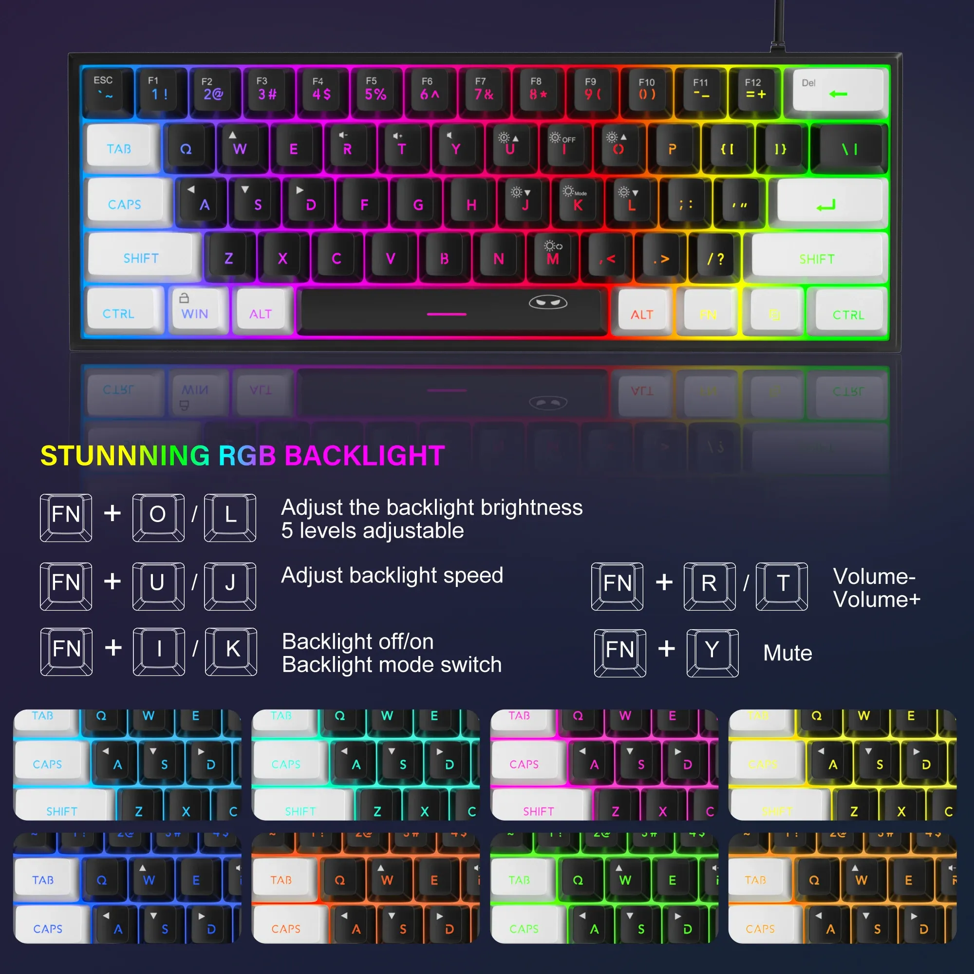 MageGee TS91 : clavier filaire compact 61 touches RGB