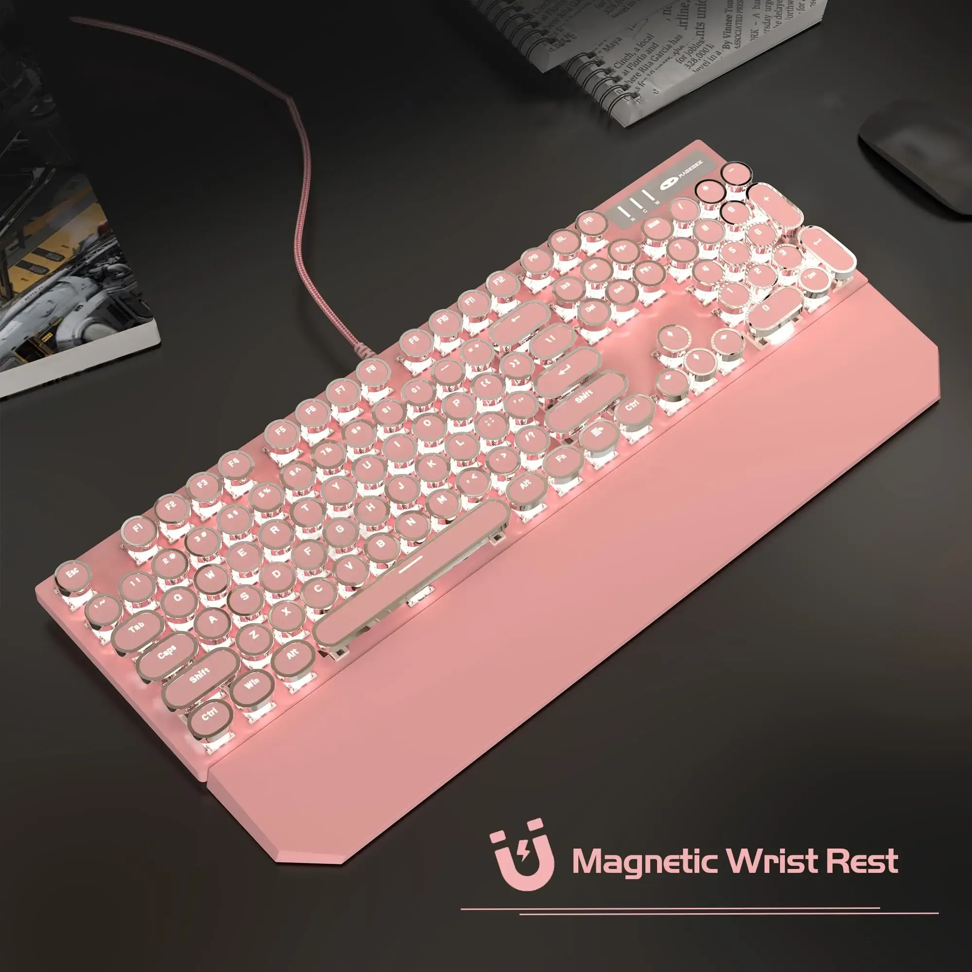MageGee Vopewriter : clavier mécanique rétro à touches rondes RVB